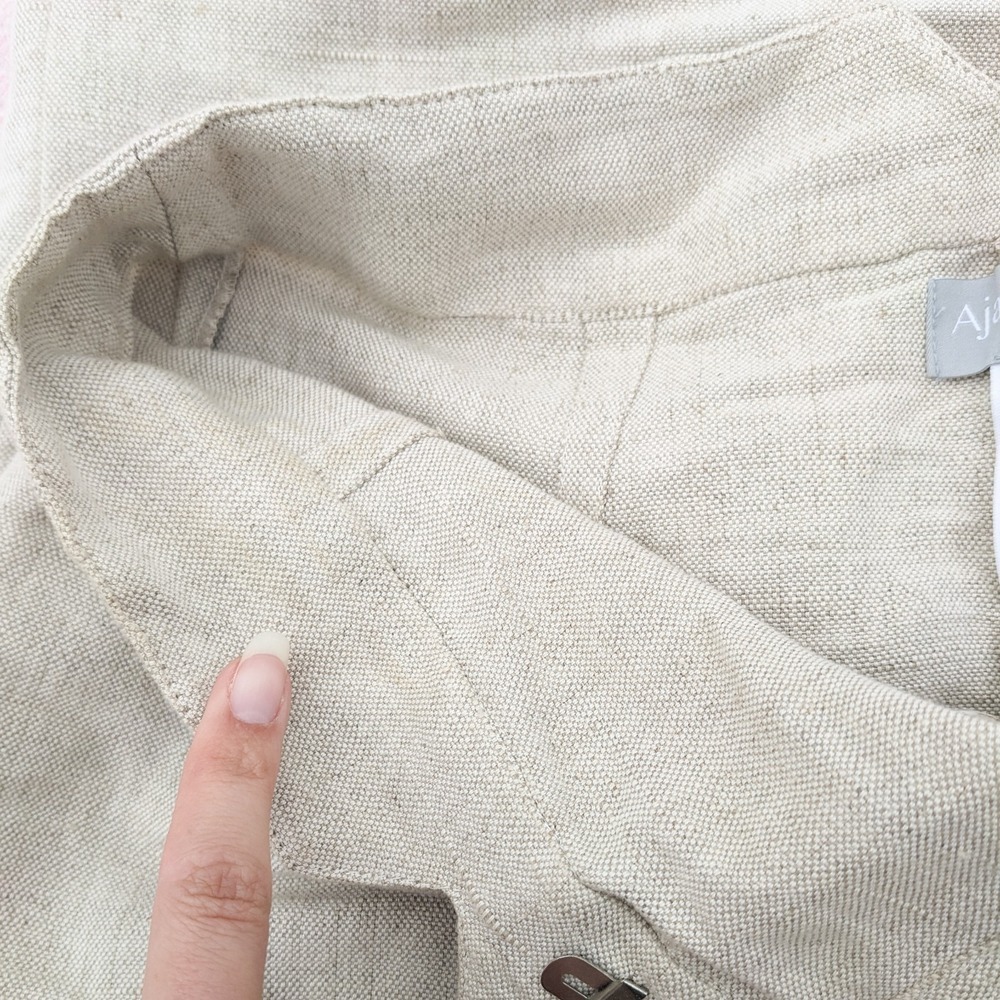 Ajaie Alaie Transitional Linen Skirt XS Beige Button Up Pencil Handmade Chakra - Picture 14 of 16